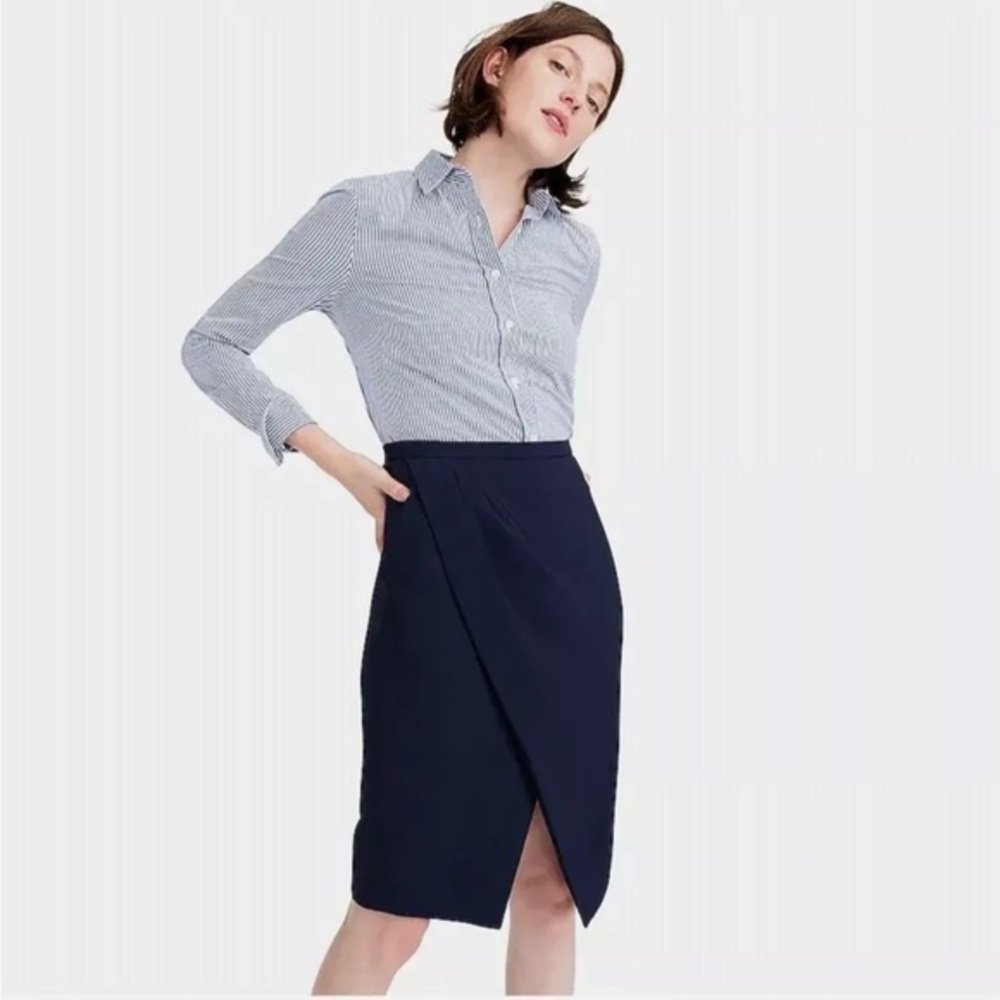 JCREW 365 ASYMMETRICAL BLACK PENCIL JAPANESE CUPRO SKIRT 4